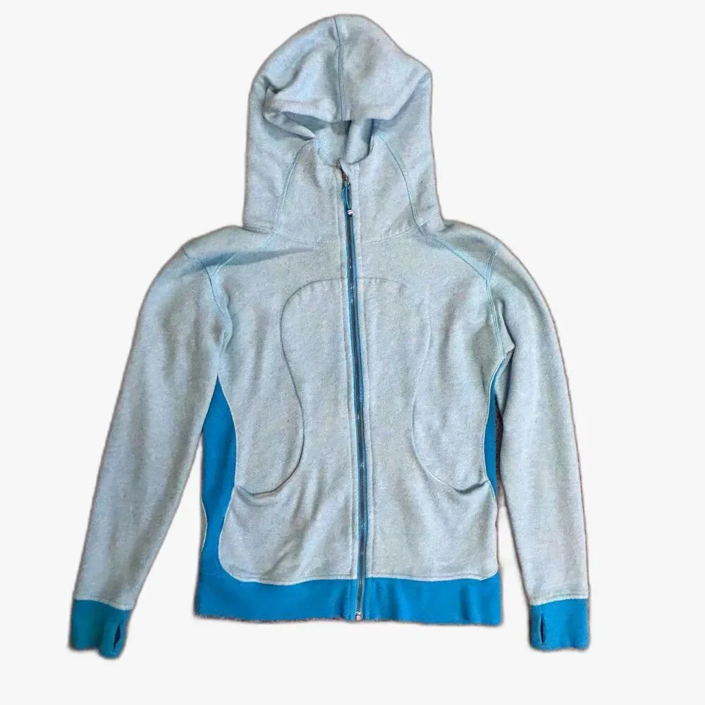 Lululemon On The Daily Women's Turquoise Blue Full Zipper Hooded Jacket Size 8